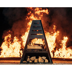 Pyro Tower chiminea fully ablaze