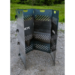 Large Pyro Cage panels folded partly open, showing the four-panel tab-and-slot design that stores flat