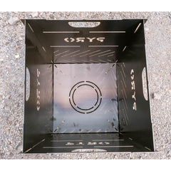 Looking down into an assembled Medium Pyro Cage with the riser base in place
