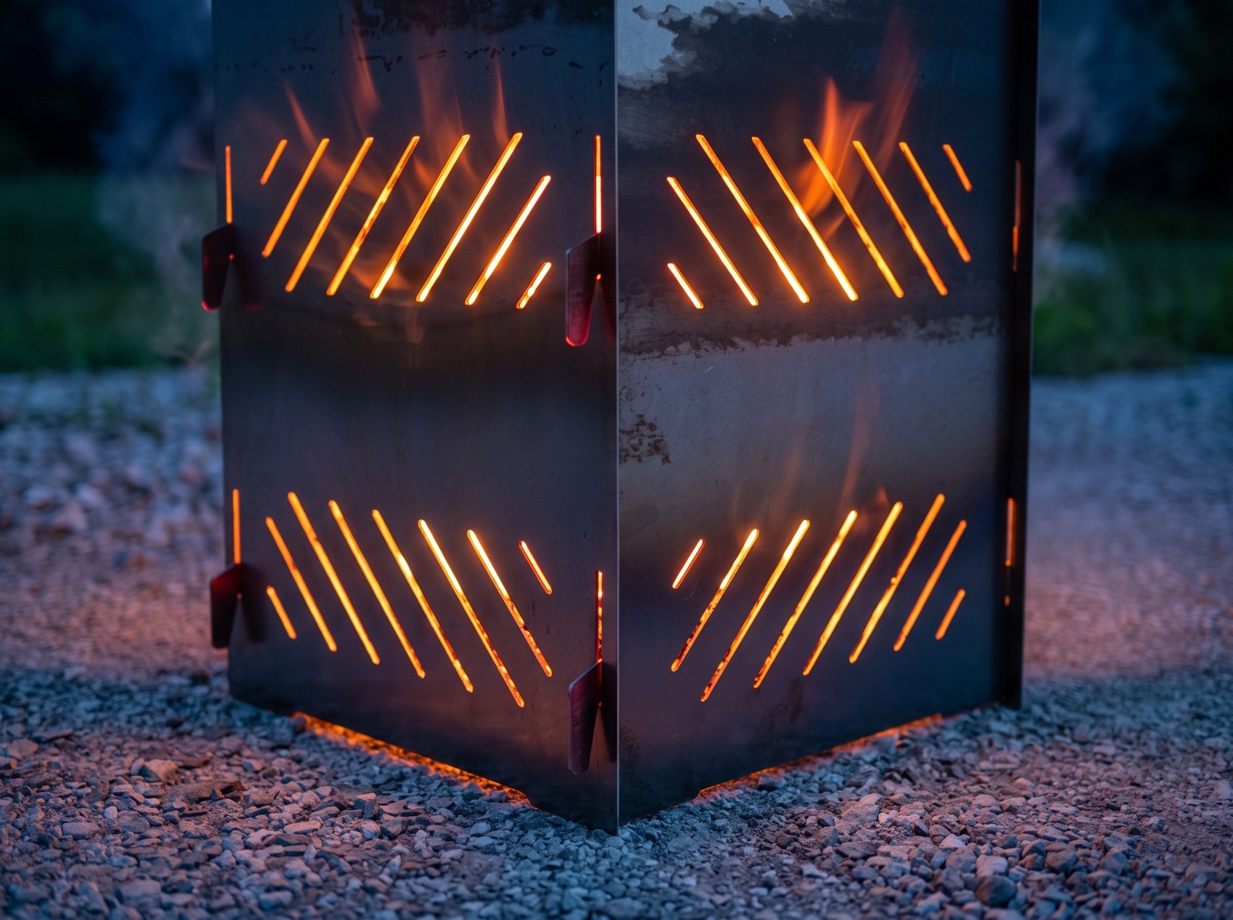 PYRO Large Burn Cage (48") — Glowing Vent Slot Corner Macro