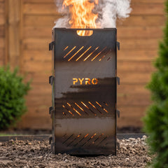 PYRO Large Burn Cage (48") — Wood Fence Frontal Fire Lit