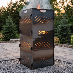 PYRO Large Burn Cage (48") — Paver Patio Evergreen Backdrop