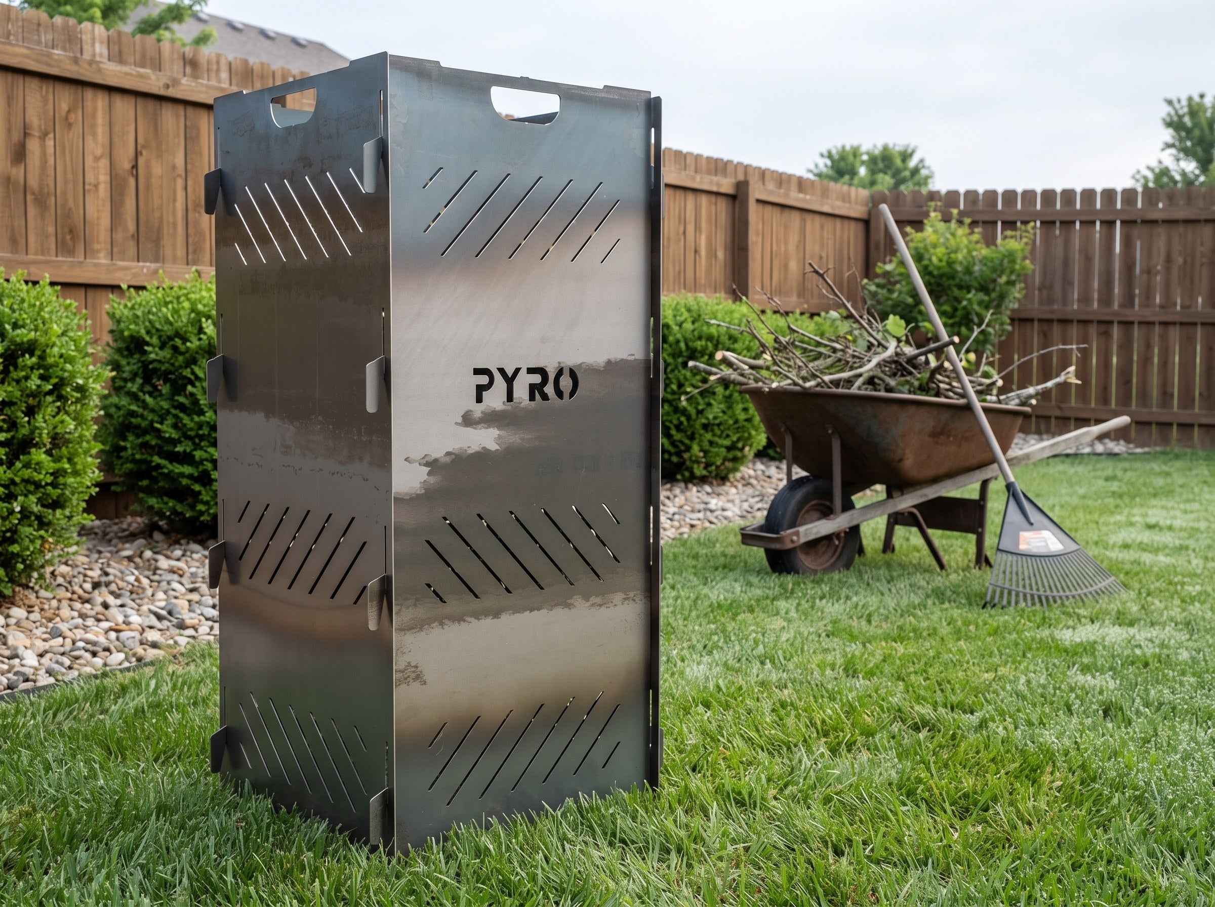 PYRO Large Burn Cage (48") — Backyard Fence Wheelbarrow Unlit