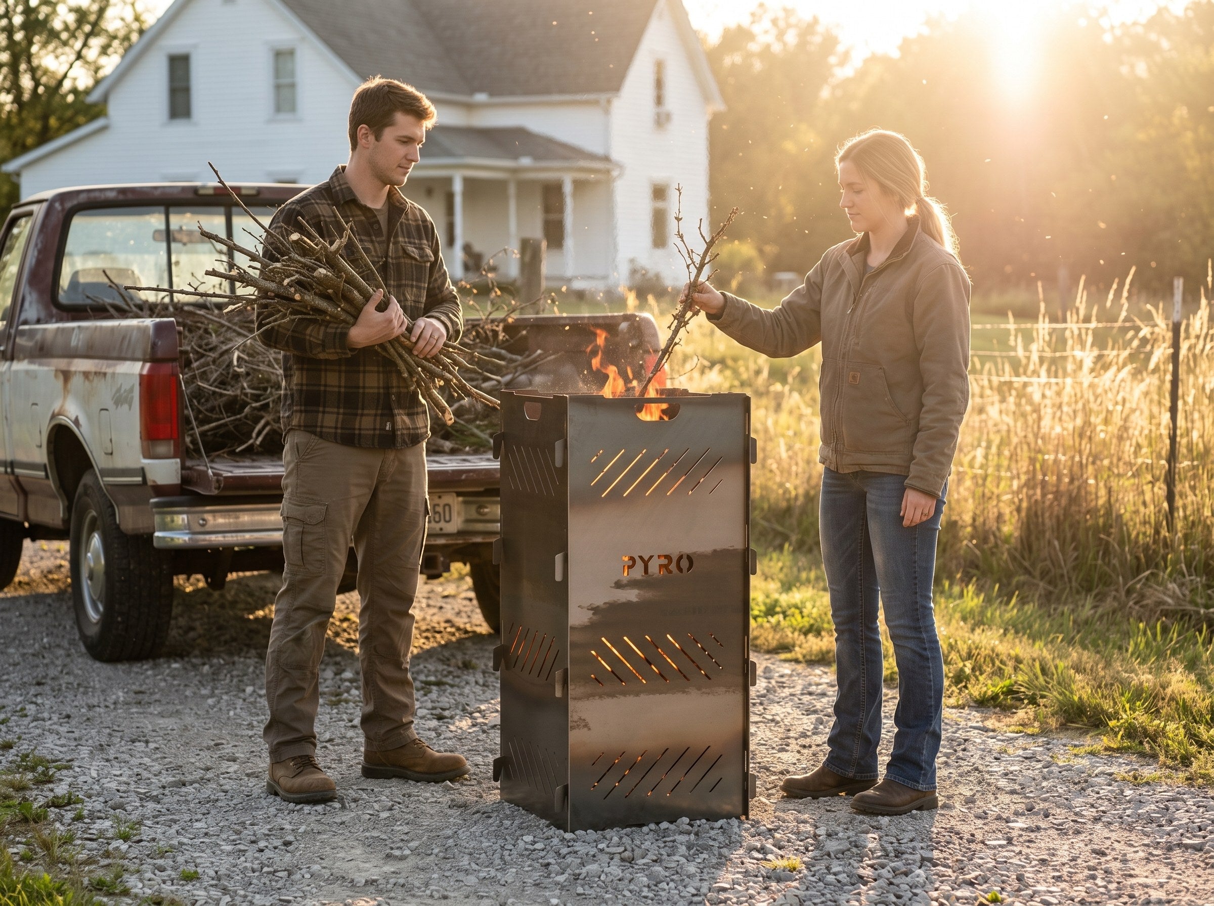 PYRO Large Burn Cage (48") — Gravel Drive Pickup Truck Couple