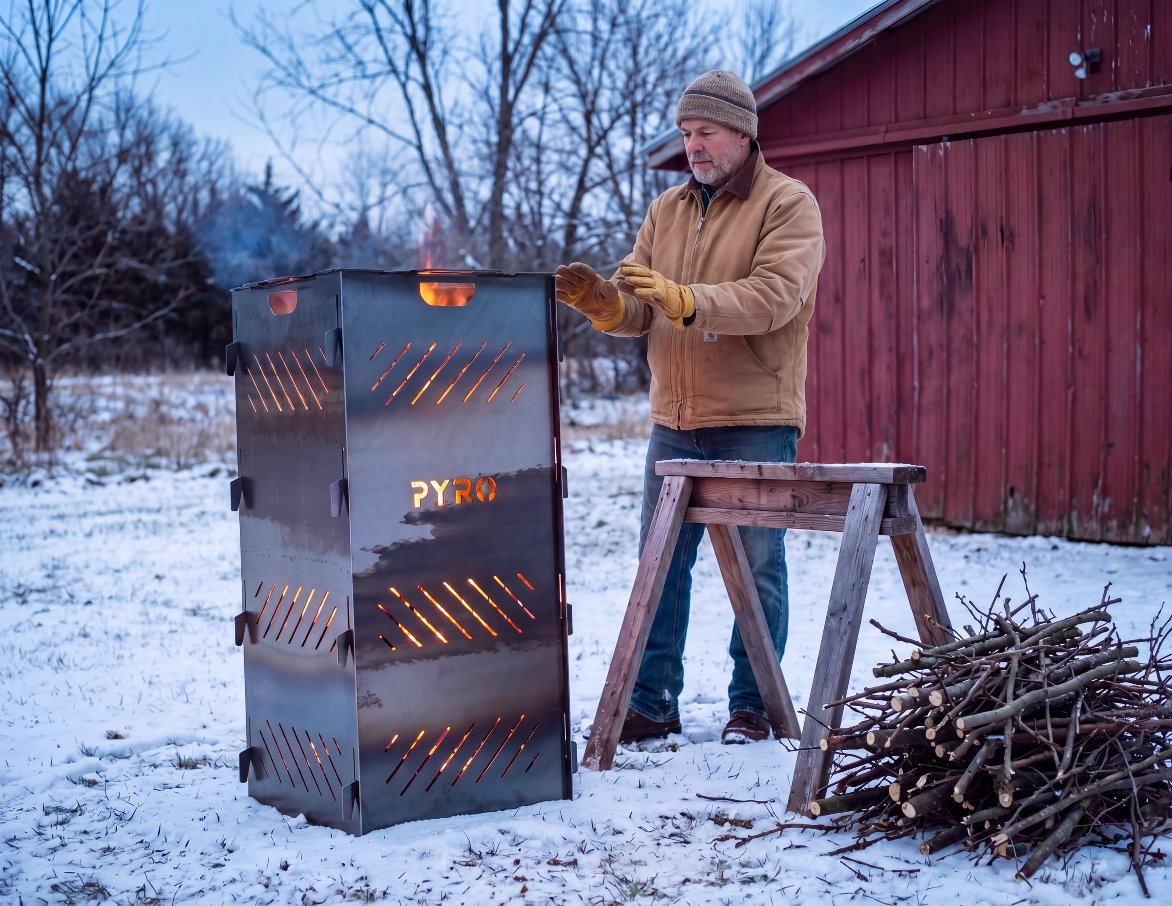 PYRO Large Burn Cage (48") — Winter Brush Burn