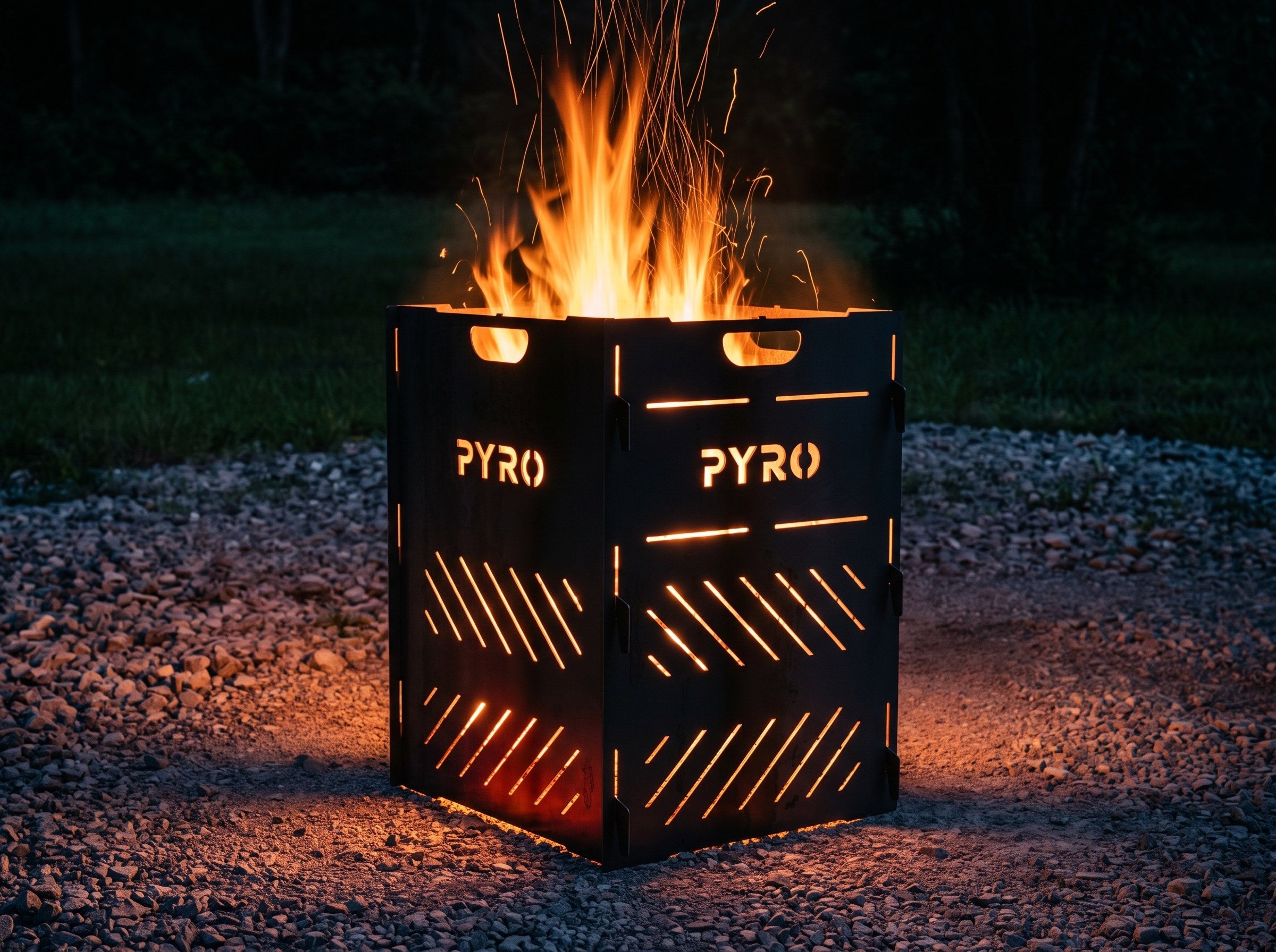 PYRO Medium Burn Cage (32") — Gravel Pad Night Blaze
