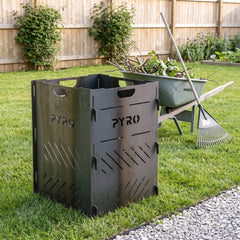 PYRO Medium Burn Cage (32") — Fenced Backyard Lawn Unlit