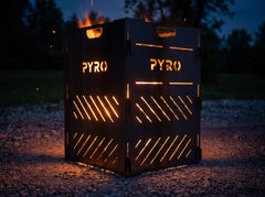 PYRO Medium Burn Cage (32") — Gravel Dusk Glowing Vents Closeup