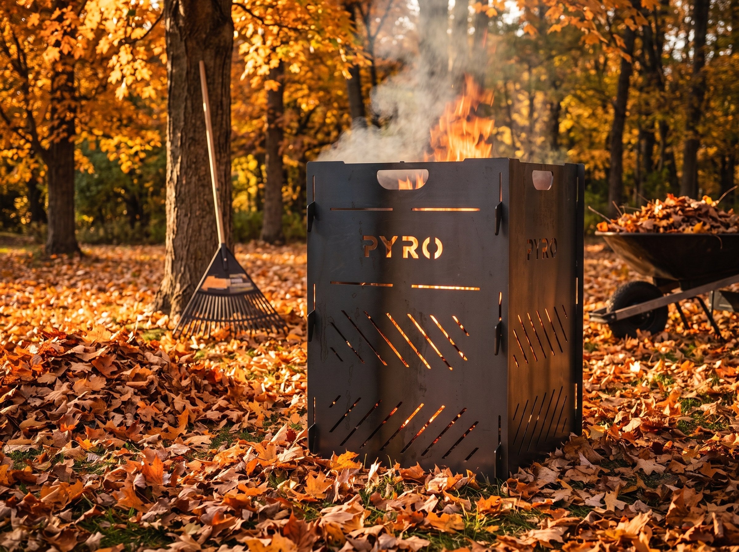 PYRO Medium Burn Cage (32") — Golden Maple Woods Leaf Burn