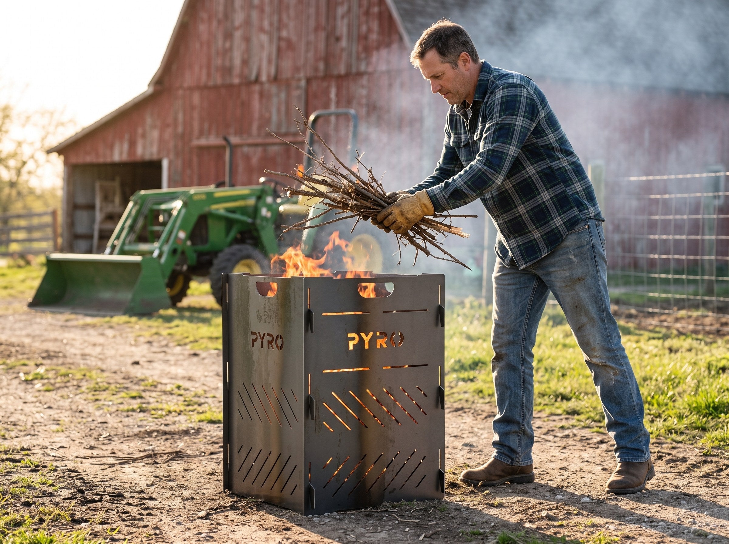 PYRO Medium Burn Cage (32") — Farmer Loading Brush By Barn