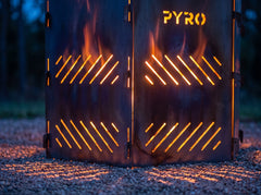 PYRO XXL Burn Cage hexagon — Glowing Vent Slots Close Crop