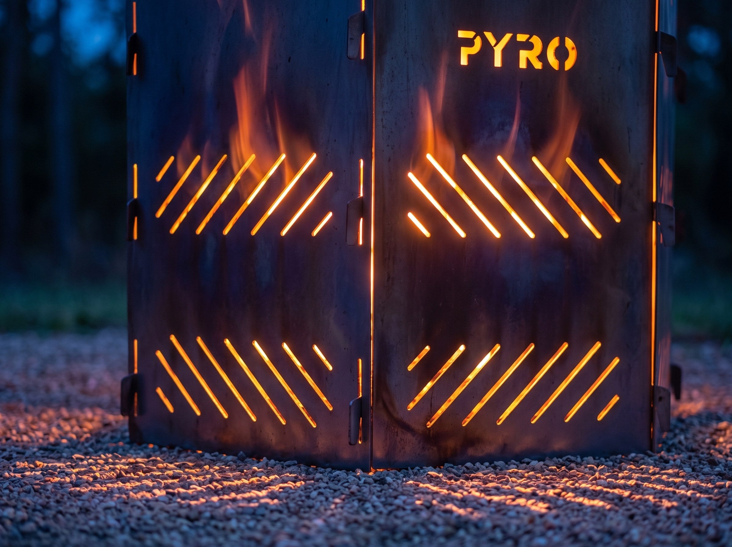 PYRO XXL Burn Cage hexagon — Glowing Vent Slots Close Crop