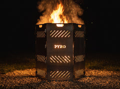 PYRO XXL Burn Cage hexagon — Night Blaze On Gravel Pad
