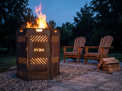 PYRO XXL Burn Cage hexagon — Paver Patio With Adirondack Chairs