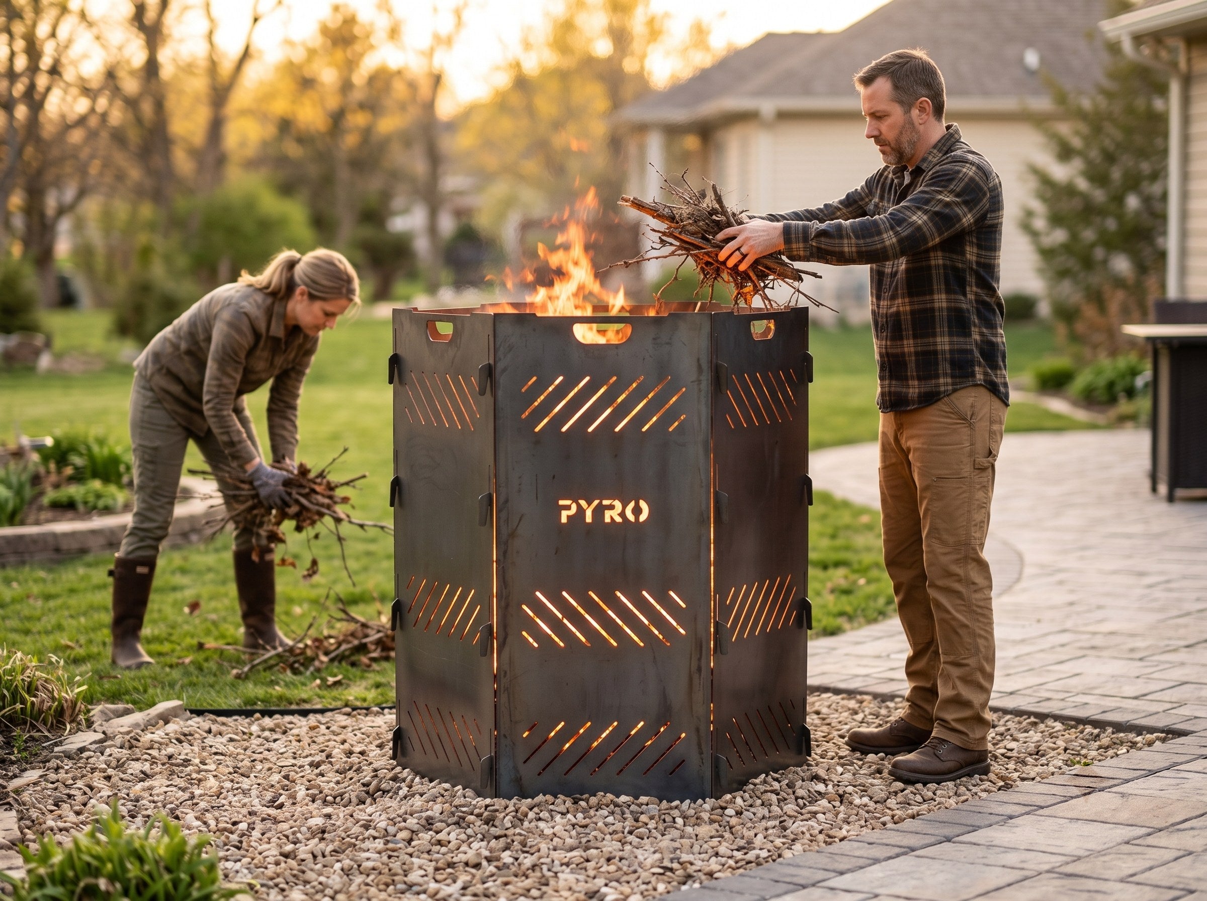 PYRO XXL Burn Cage hexagon — Couple Burning Yard Debris