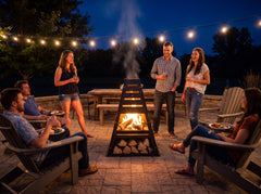 Pyro Tower chiminea — Lifestyle Dinner Party String Lights A