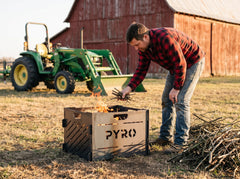 PYRO Small Burn Cage (16") — Farmer Adding Brush By Tractor