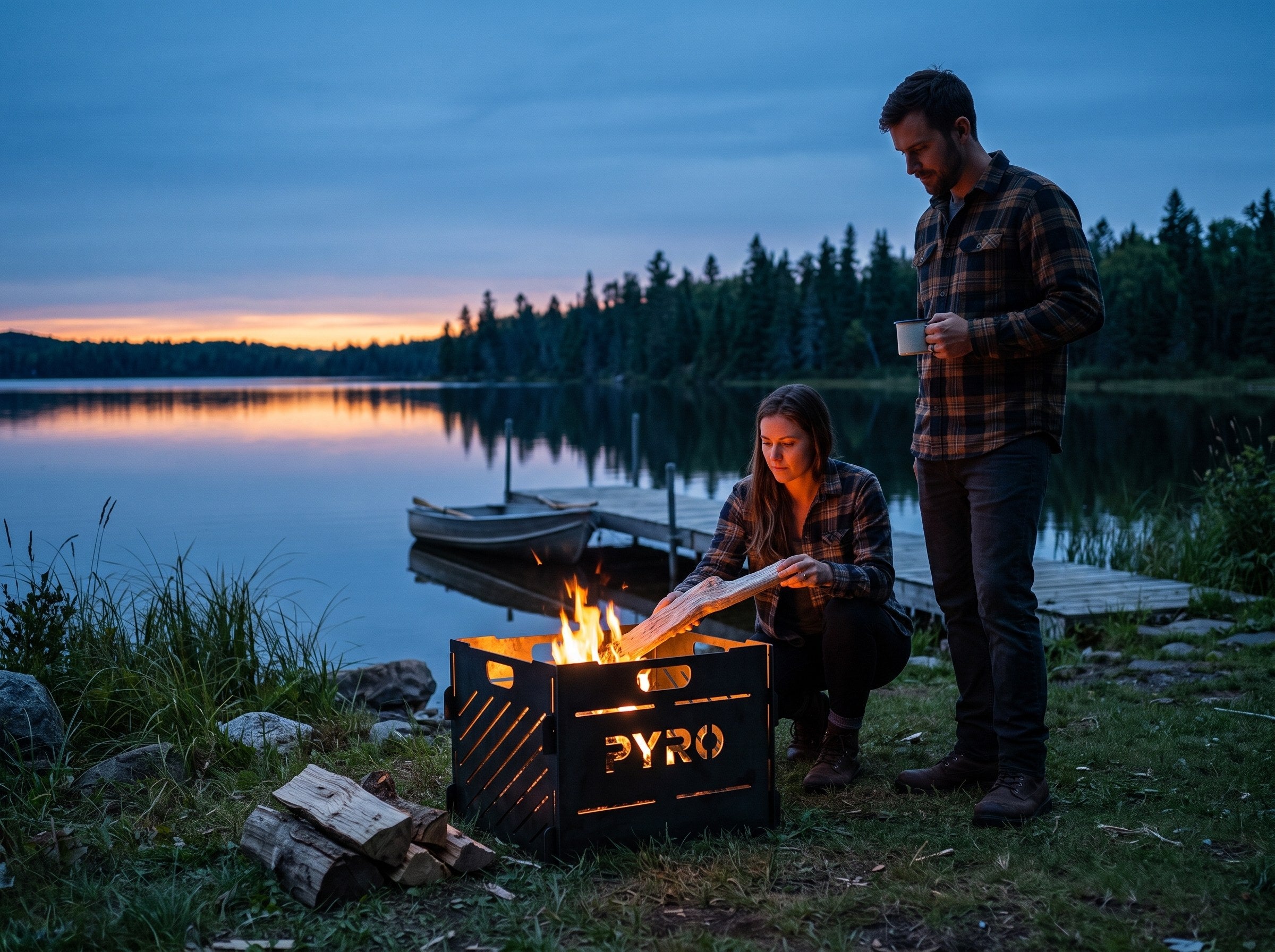 PYRO Small Burn Cage (16") — Lakeside Dock Couple At Dusk