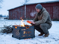 PYRO Small Burn Cage (16") — Winter Farm Fire Close Crop