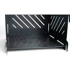 Pyro Cage MINI from the side with a panel removed, showing the base plate and vent slots