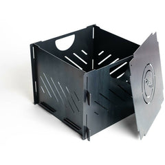 Sliding a side panel into place on the Pyro Cage MINI, no tools required