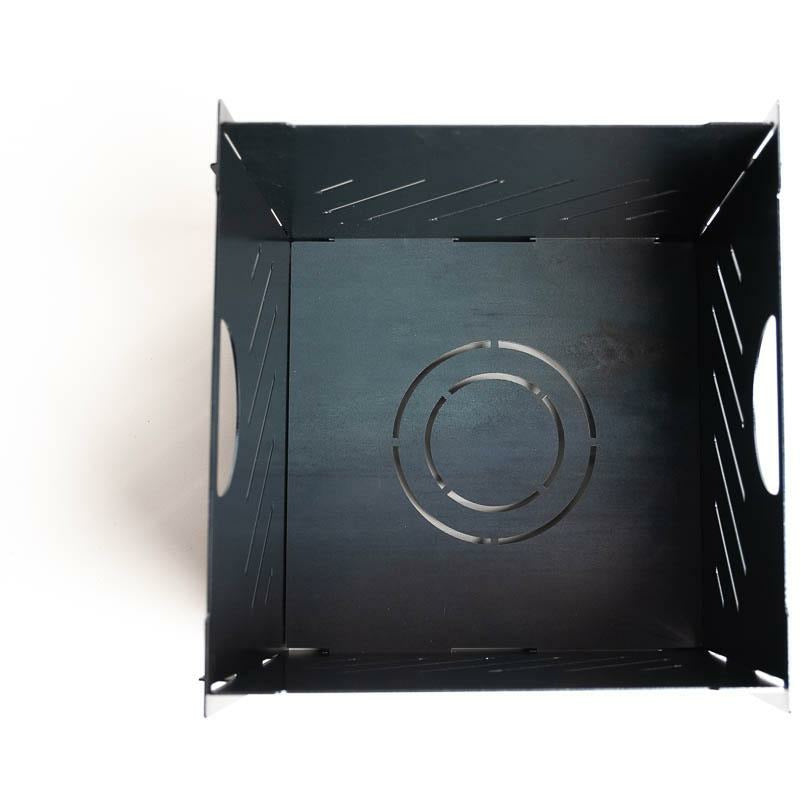 Looking down into the assembled Pyro Cage MINI at the base plate