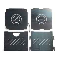 Every Pyro Cage MINI part laid out flat: lid, base plate and four side panels