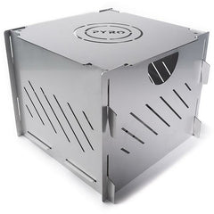 Assembled Stainless Steel Pyro Cage MINI camp fire pit with its lid on