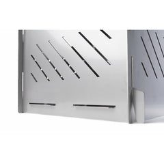 Close-up of a Stainless Steel Pyro Cage MINI panel joint and vent slots