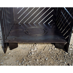 Riser base installed inside a Medium Pyro Cage, lifting the fire 4 inches off the ground